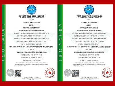 盛煌注册-环境管理体系认证证书